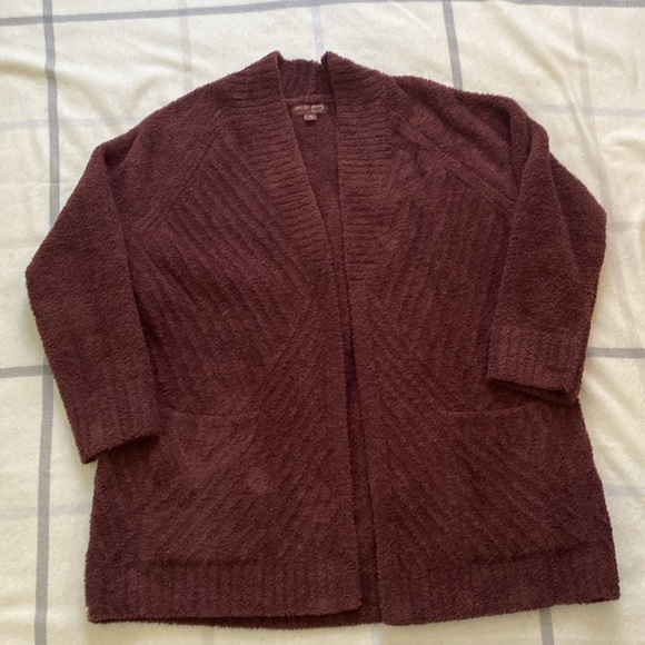 Barefoot Dreams Cozy Brown Cardigan Sweater Size 1X - Picture 3 of 11